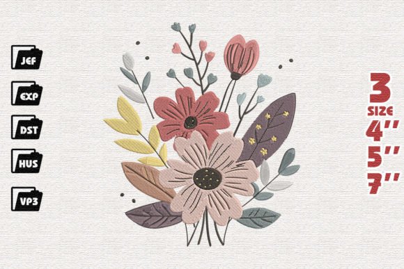 Boho Flowers Embroidery Design