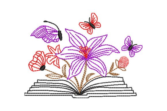 Book with Flower Embroidery Design