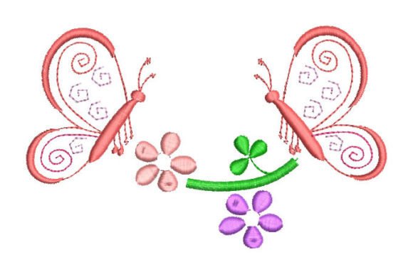 Children's Butterfly with Flowers Embroidery