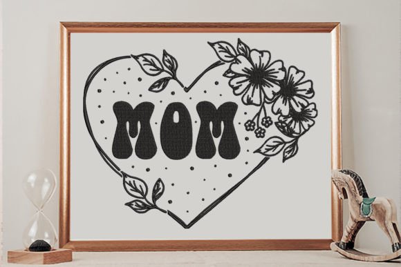 Mom Heart Embroidery Design
