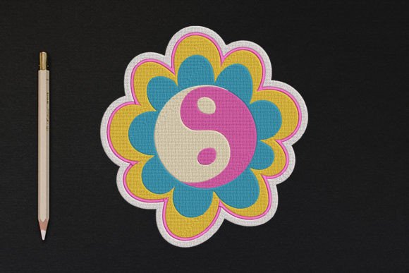 Yin Yang Flower Embroidery Design